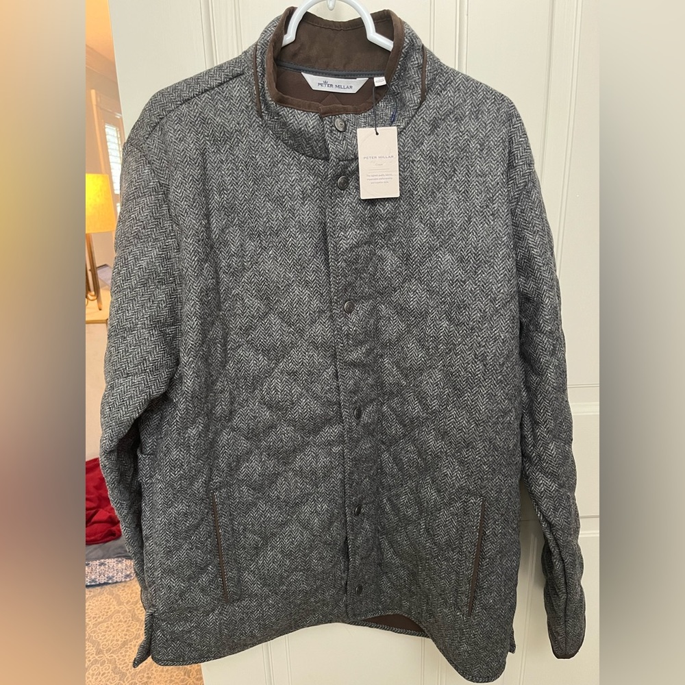 NWT $328.00 Peter Millar Mens Crown Suffolk Quilted Wool Jacket Gray Size LARGE